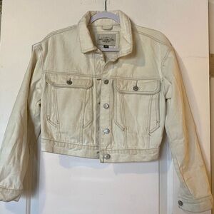 Cropped Cream Denim Jacket